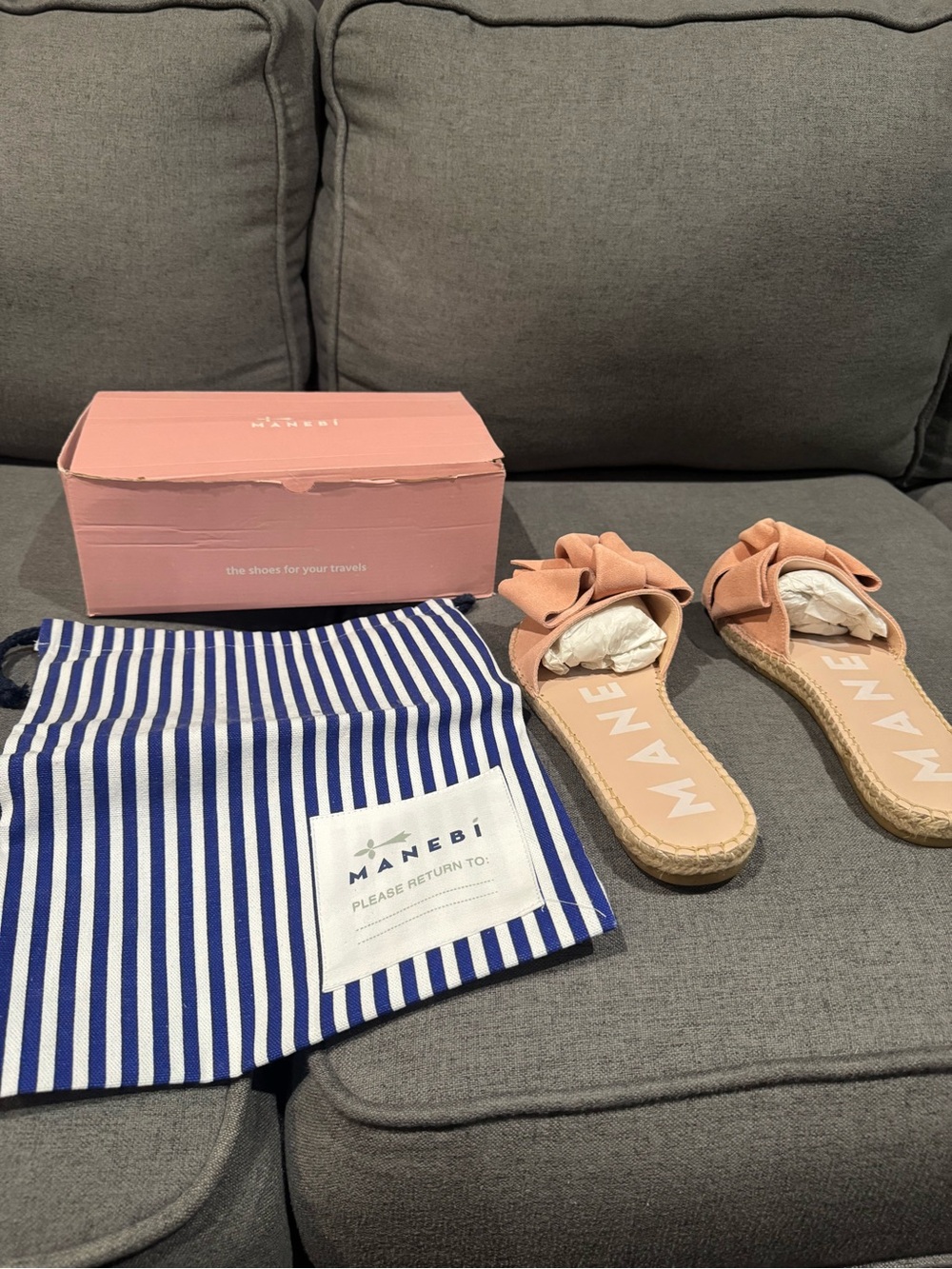 Manebì Pink Bow Espadrille Slide Sandals — Women's Casual Slip-On